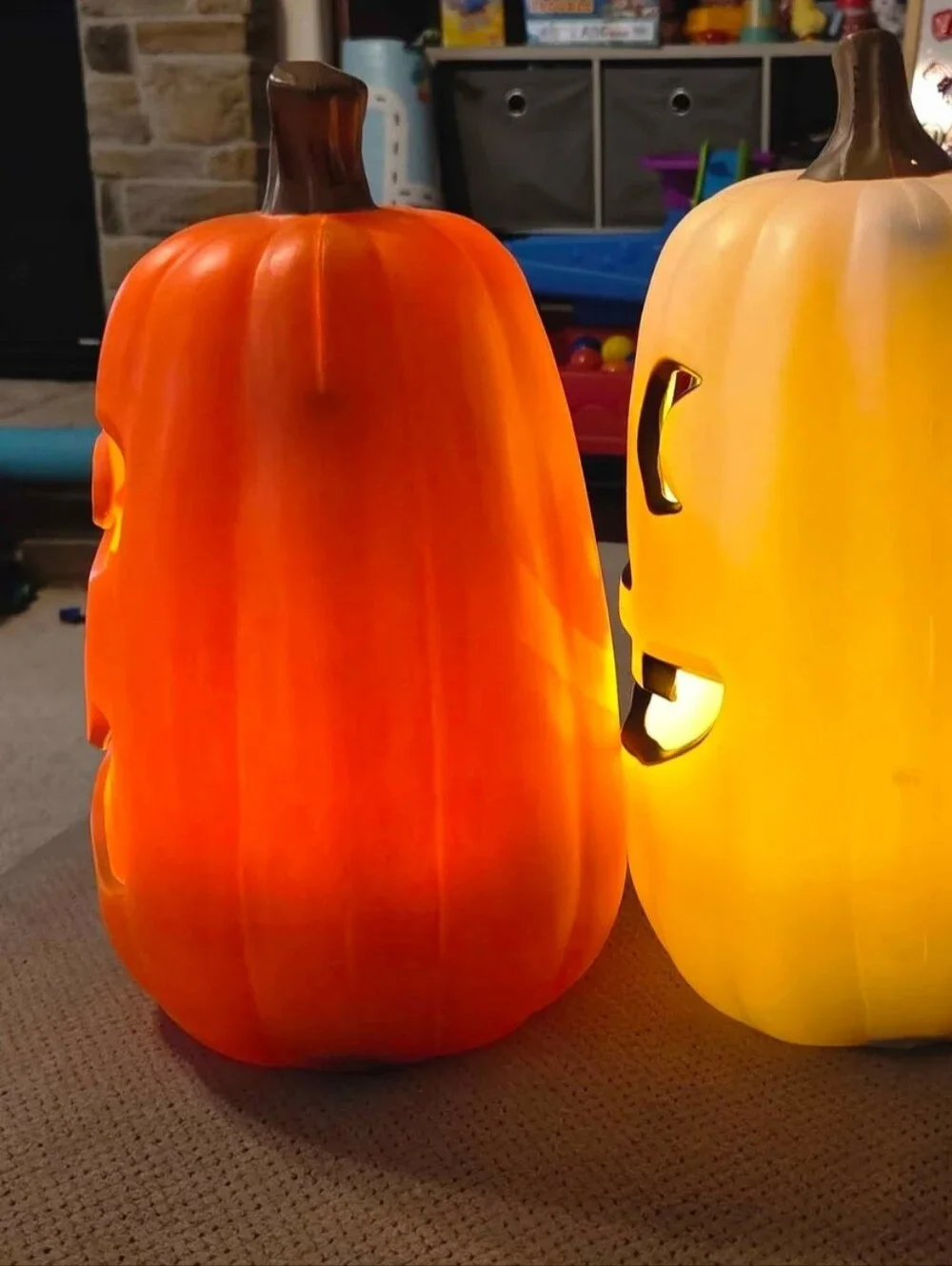 Orange Light up Pumpkin with Timer. Decorative Prop - Halloween Fall Decor.